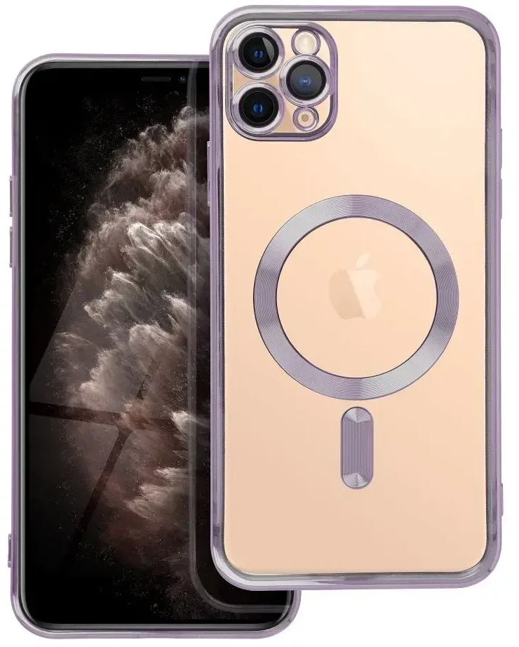 OEM dėklas, skirtas iPhone 11 PRO MAX, Electro Mag dėklas, suderinamas su MagSafe violetine