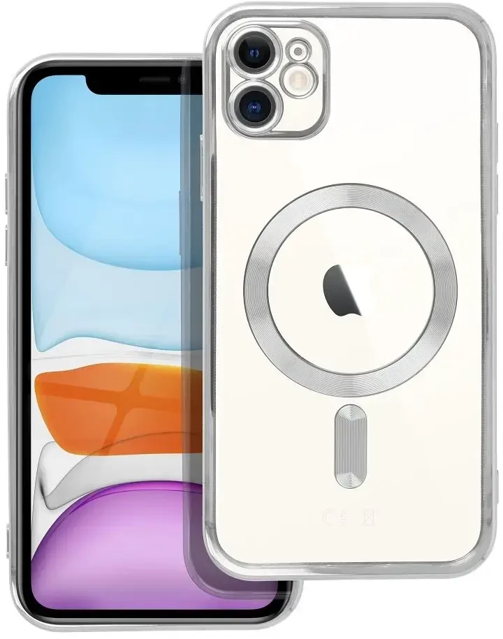 OEM dėklas, skirtas iPhone 11, Electro Mag dėklas, suderinamas su MagSafe sidabrinis