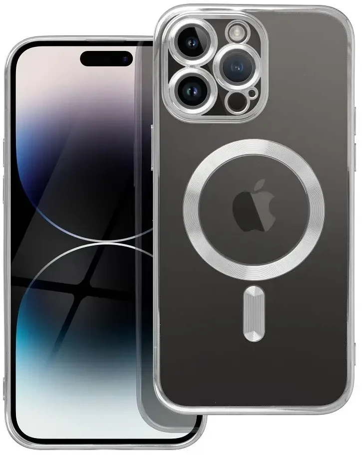OEM dėklas, skirtas iPhone 17 AIR, Electro Mag dėklas, suderinamas su MagSafe sidabrinis