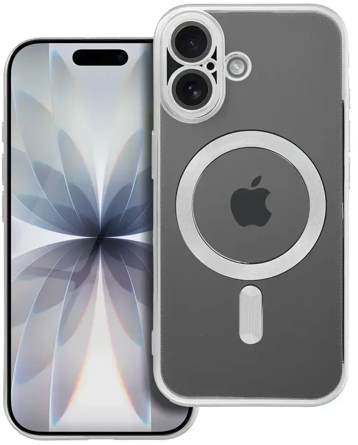 OEM dėklas, skirtas iPhone 17, Electro Mag dėklas, suderinamas su MagSafe sidabrinis