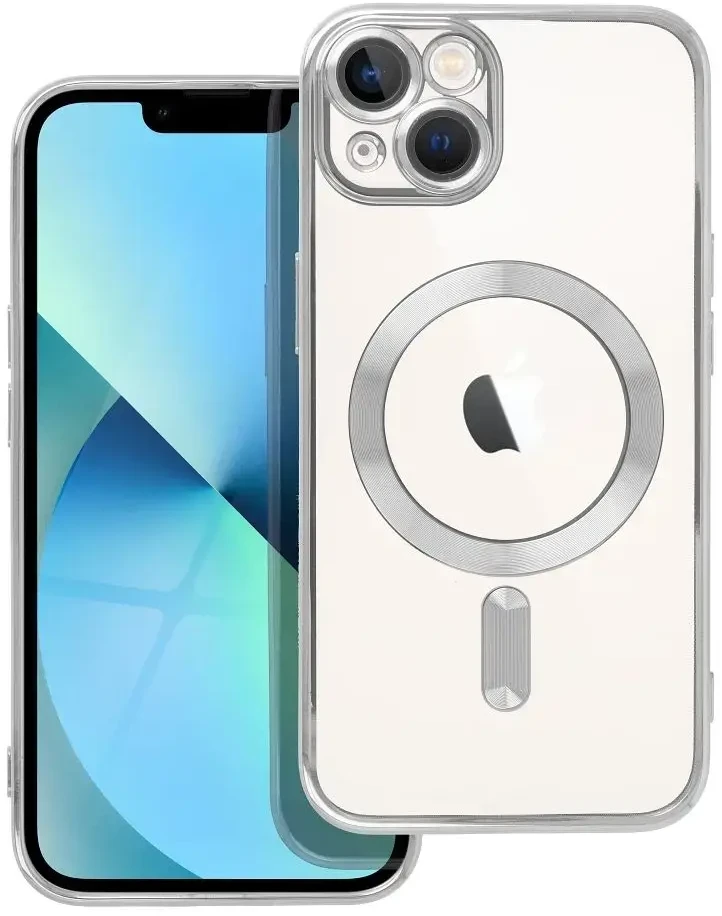 OEM dėklas, skirtas iPhone 13, Electro Mag dėklas, suderinamas su MagSafe sidabrinis