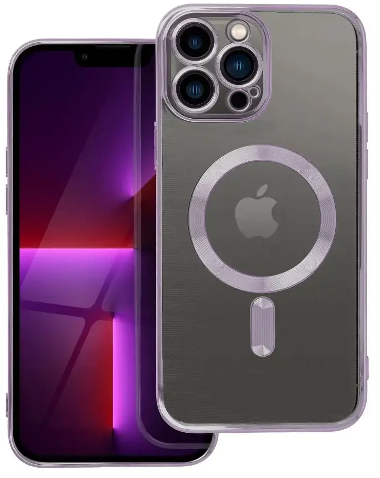 OEM dėklas, skirtas iPhone 13 PRO MAX, Electro Mag dėklas, suderinamas su MagSafe violetine