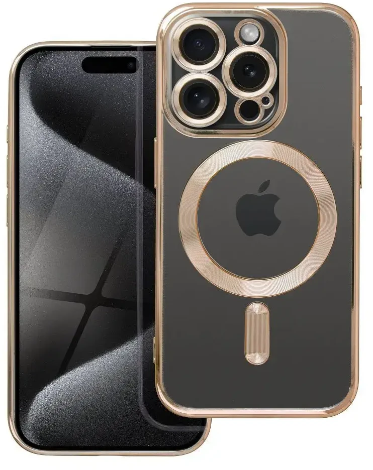 OEM dėklas, skirtas iPhone 15 PRO, Electro Mag dėklas, suderinamas su MagSafe auksiniu dangteliu