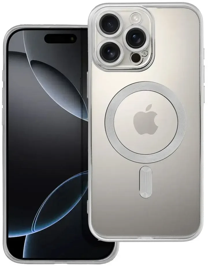 OEM dėklas, skirtas iPhone 16 PRO MAX, Electro Mag dėklas, suderinamas su MagSafe sidabrinis