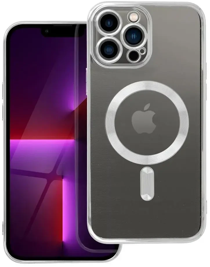 OEM dėklas, skirtas iPhone 13 PRO MAX, Electro Mag dėklas, suderinamas su MagSafe sidabrinis