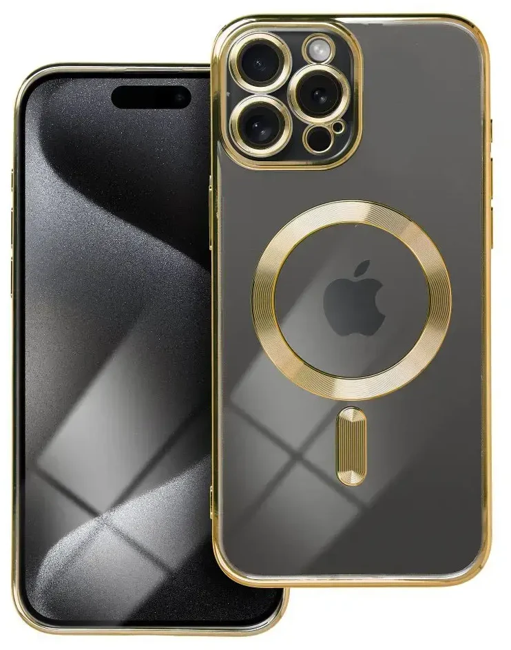 OEM dėklas, skirtas iPhone 15 PRO MAX, Electro Mag dėklas, suderinamas su MagSafe auksiniu dangteliu.