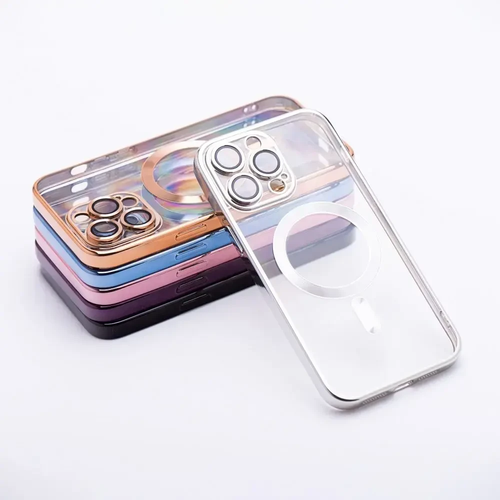OEM dėklas, skirtas iPhone 13 PRO MAX, Electro Mag dėklas, suderinamas su MagSafe sidabrinis