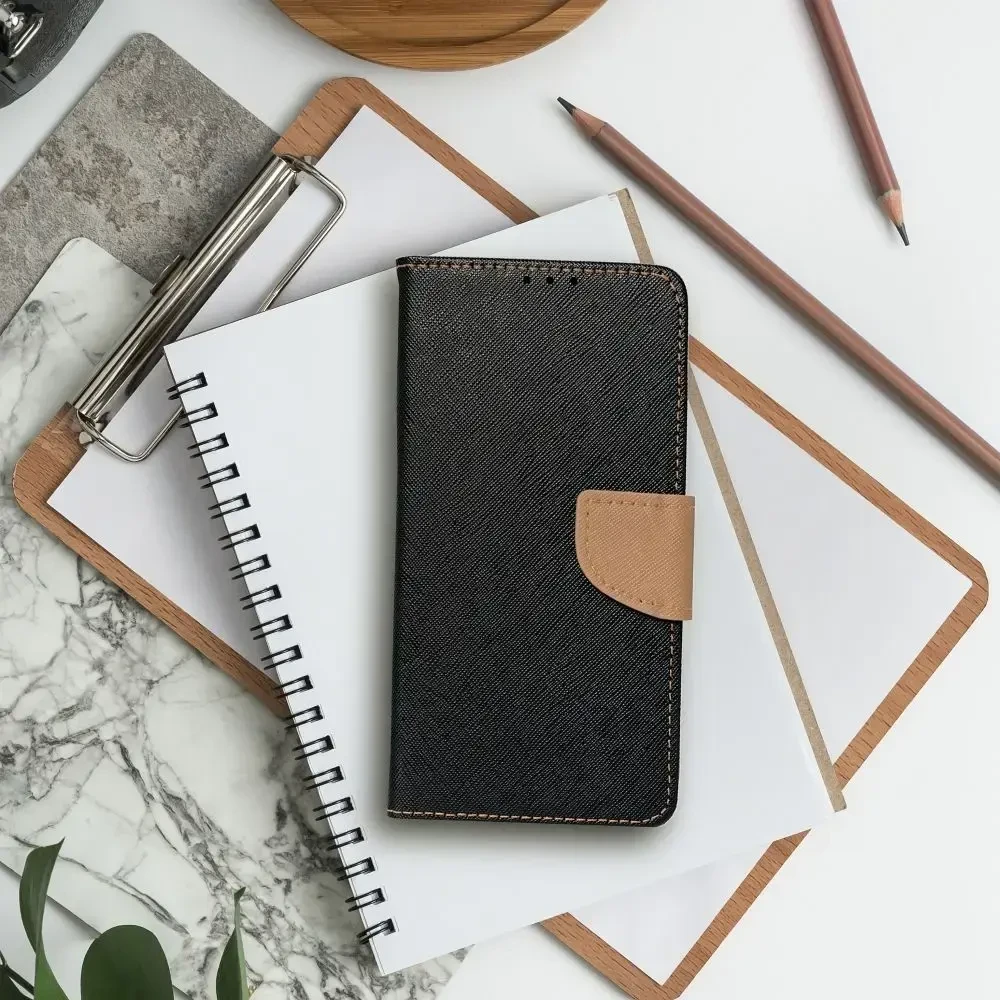 Oem Dėklas su klapką na Samsung A57 5G Fancy Book juoda-auksinė