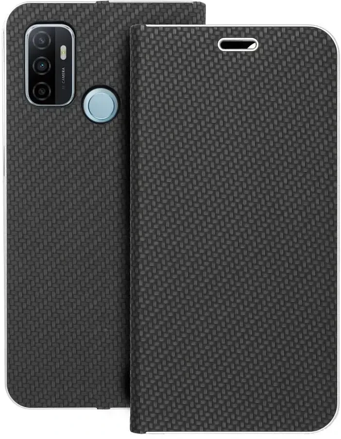 Forcell OEM atverčiamas dėklas Oppo A53 2020 / A53s Luna Book Carbon juodas
