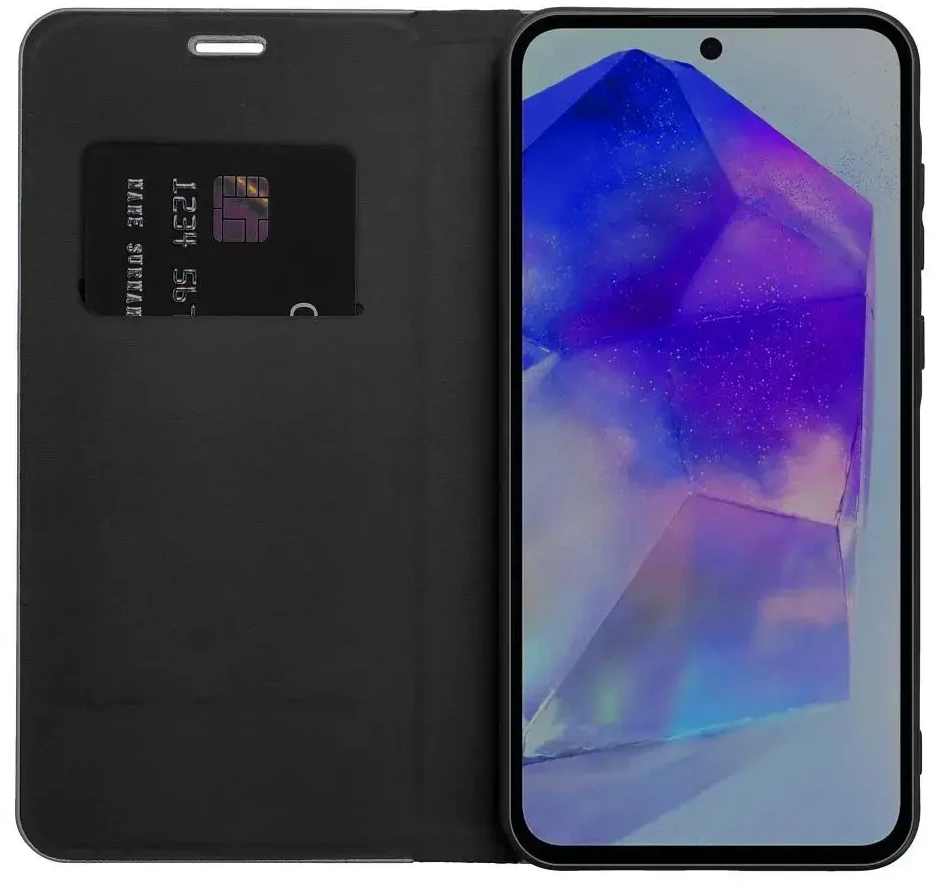 Forcell OEM atverčiamas dėklas Oppo A53 2020 / A53s Luna Book Carbon juodas
