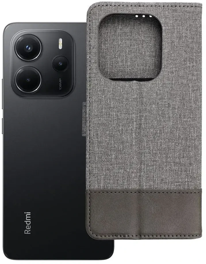 Dėklas Oem GOMMA Book skirtas Xiaomi Redmi Note 14 4G (GLOBAL - 164,84mm x 78,15mm x 8,16mm) pilkos spalvos