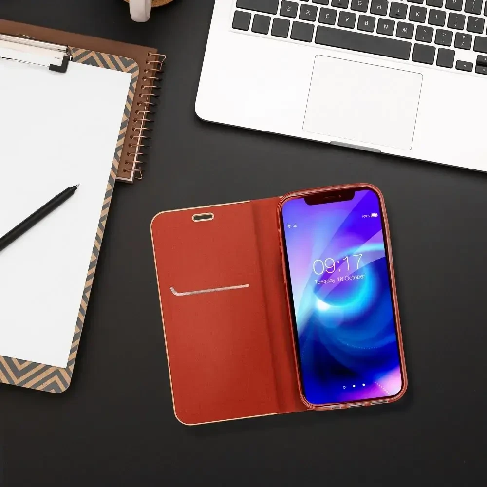 Oem Dėklas su klapką na Xiaomi Redmi NOTE 15 PRO PLUS 5G Luna Book Gold raudona