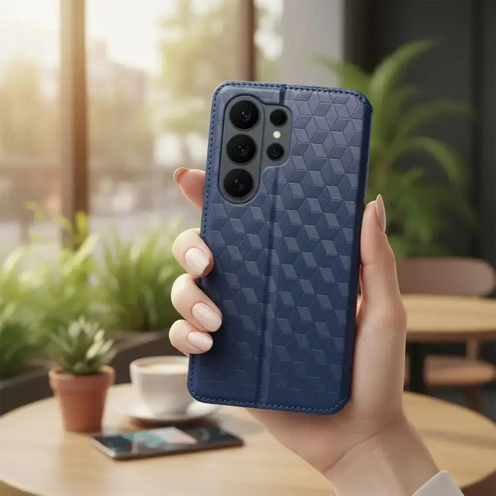 Oem Dėklas su klapką na Xiaomi Redmi NOTE 15 PRO 4G Cubic Book mėlyna