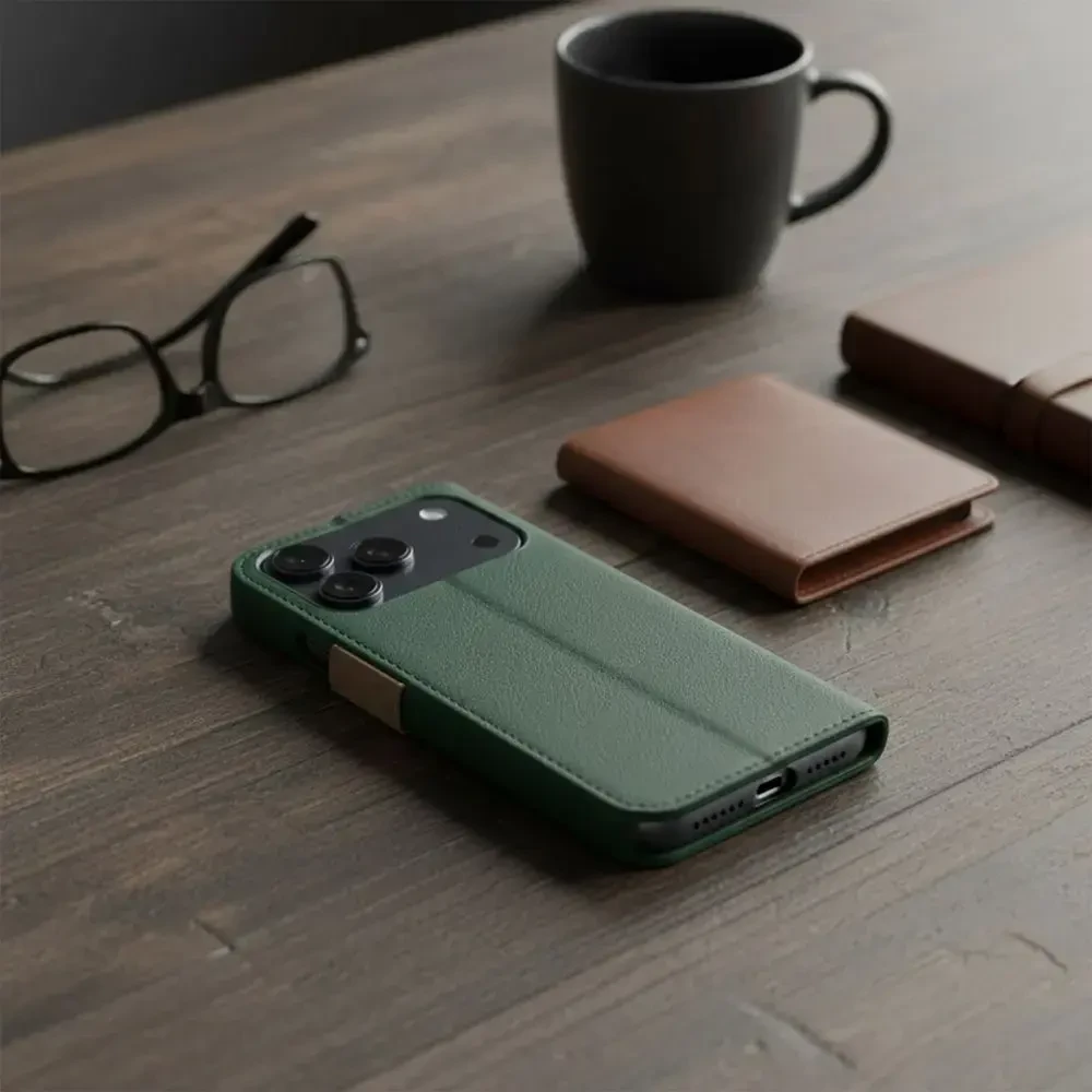 Oem Dėklas su klapką na Xiaomi Redmi NOTE 15 PRO Plus 5G Split Book zielono-auksinė