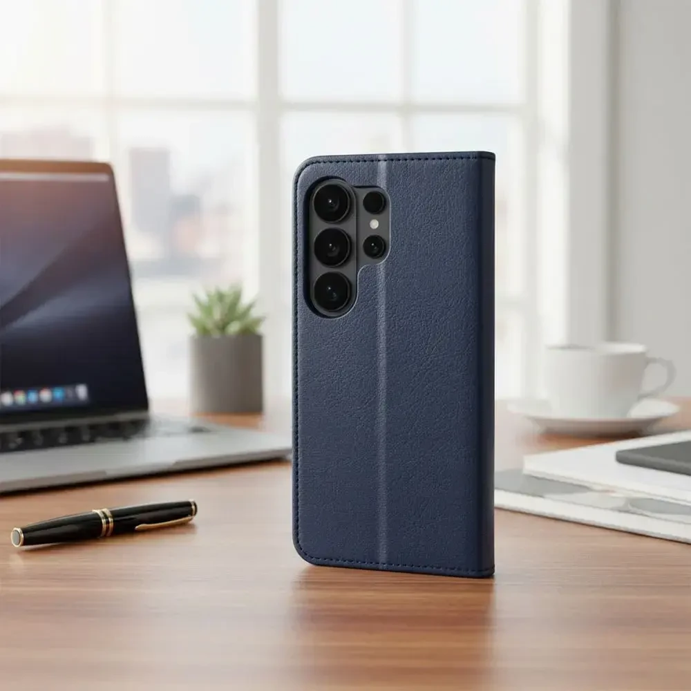Oem Dėklas su klapką na Xiaomi Redmi NOTE 15 PRO 5G Split Book tamsiai mėlyna ir kreminė