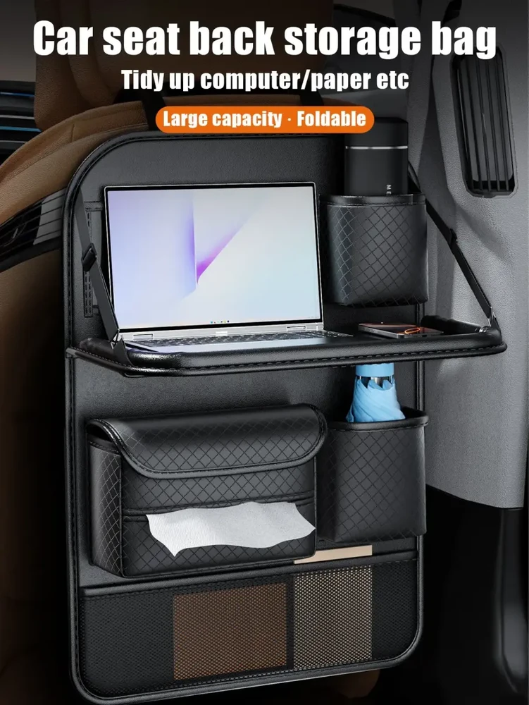 Oem Foldable Automobilio organaizeris for front seats with compartments D03-B juodos spalvos