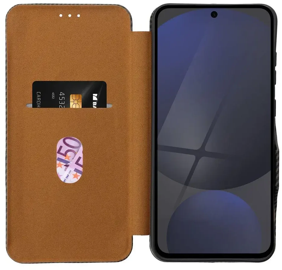 Oem FOLIO Side Magnet book dėklas skirtas Xiaomi Redmi Note 14 5G rudos spalvos