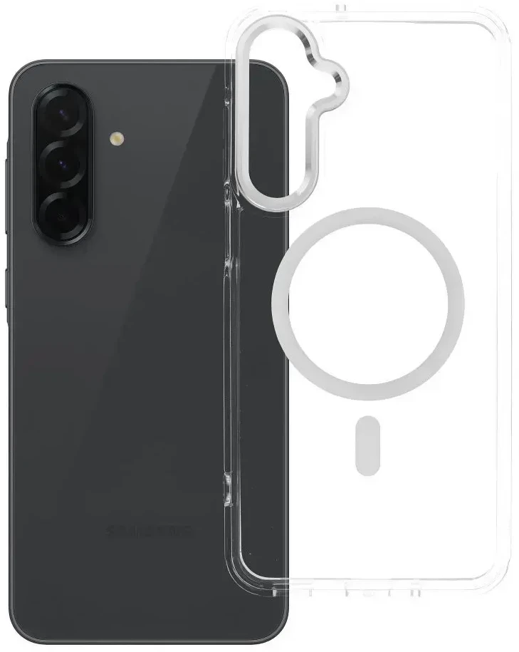 Oem Dėklas na Samsung A16 Frame Clear Hybrid Mag Cover suderinamas su MagSafe permatomu