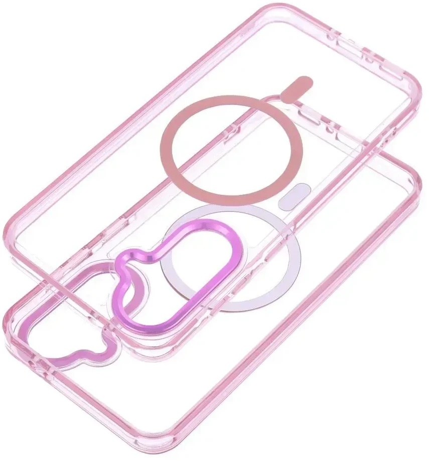 Oem Dėklas na Samsung A37 Frame Cleear Hybrid Mag Cover suderinamas su MagSafe pudra rožine