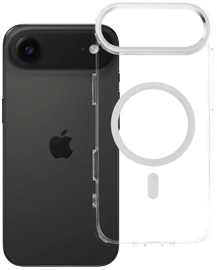 OEM dėklas, skirtas „iPhone 17 AIR Frame Clear Hybrid Mag Cover“, suderinamas su „MagSafe“ permatomu dangteliu.
