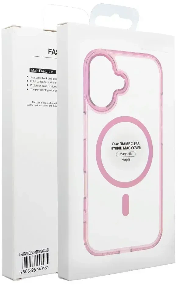 Oem Dėklas na Samsung A37 Frame Cleear Hybrid Mag Cover suderinamas su MagSafe pudra rožine