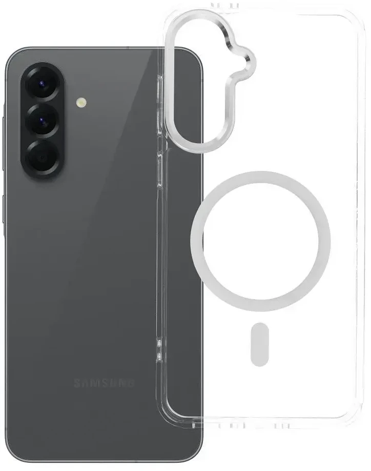 Oem Dėklas na Samsung A56 Frame Clear Hybrid Mag Cover suderinamas su MagSafe skaidriu