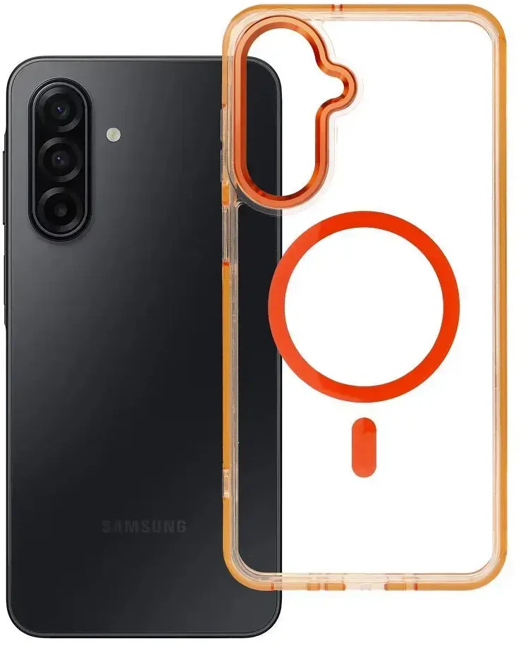 Oem Dėklas na Samsung A17 / A18 Frame Clear Hybrid Mag Cover zgodny su MagSafe oranžinė