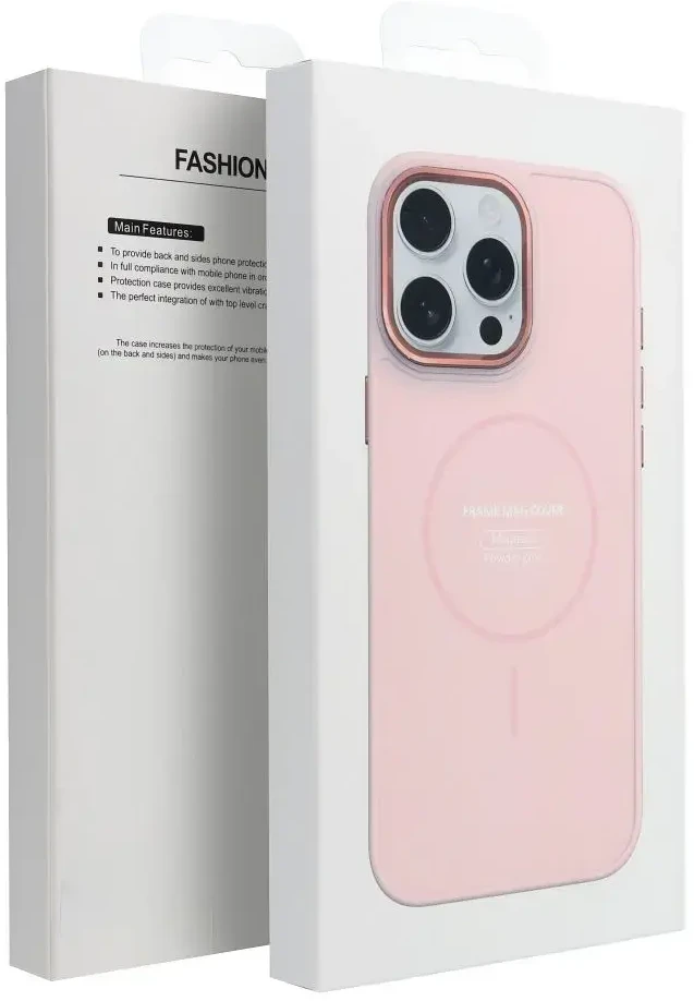 Oem Originalus „iPhone 13 Frame Mag Cover“ dėklas, suderinamas su „MagSafe“, rausvos spalvos.