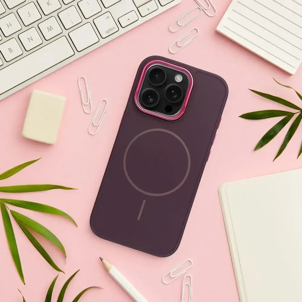 Oem Originalus dėklas, skirtas iPhone 16e (SE 4 2025) / 17e Frame Mag Cover, suderinamas su MagSafe violetine