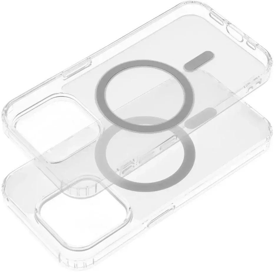Oem Originalus „iPhone 15 PLUS“ dėklas, suderinamas su „MagSafe“ permatomu, sušalusio stiklo apvalkalu.