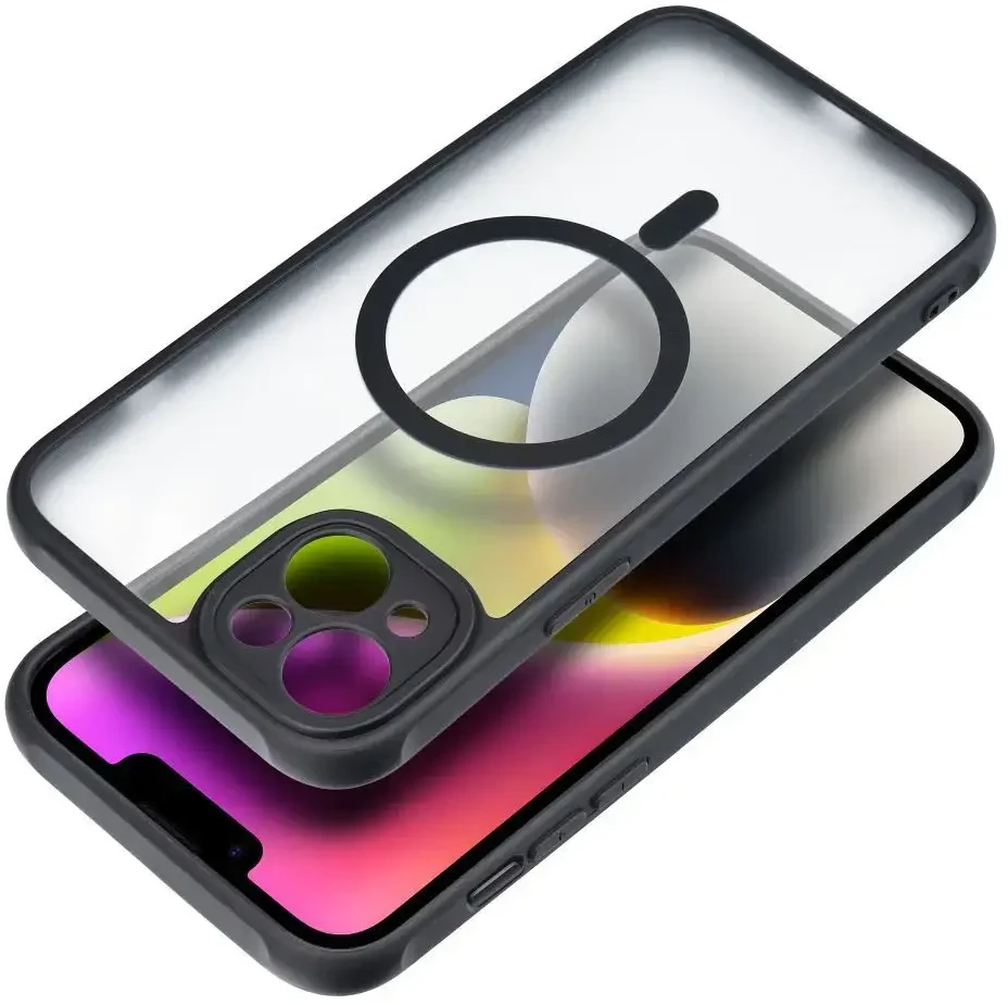 „Oem“ dėklas, skirtas „iPhone 14 PLUS“, visiškai matinis „Mag“ dėklas, suderinamas su „MagSafe“ juodas