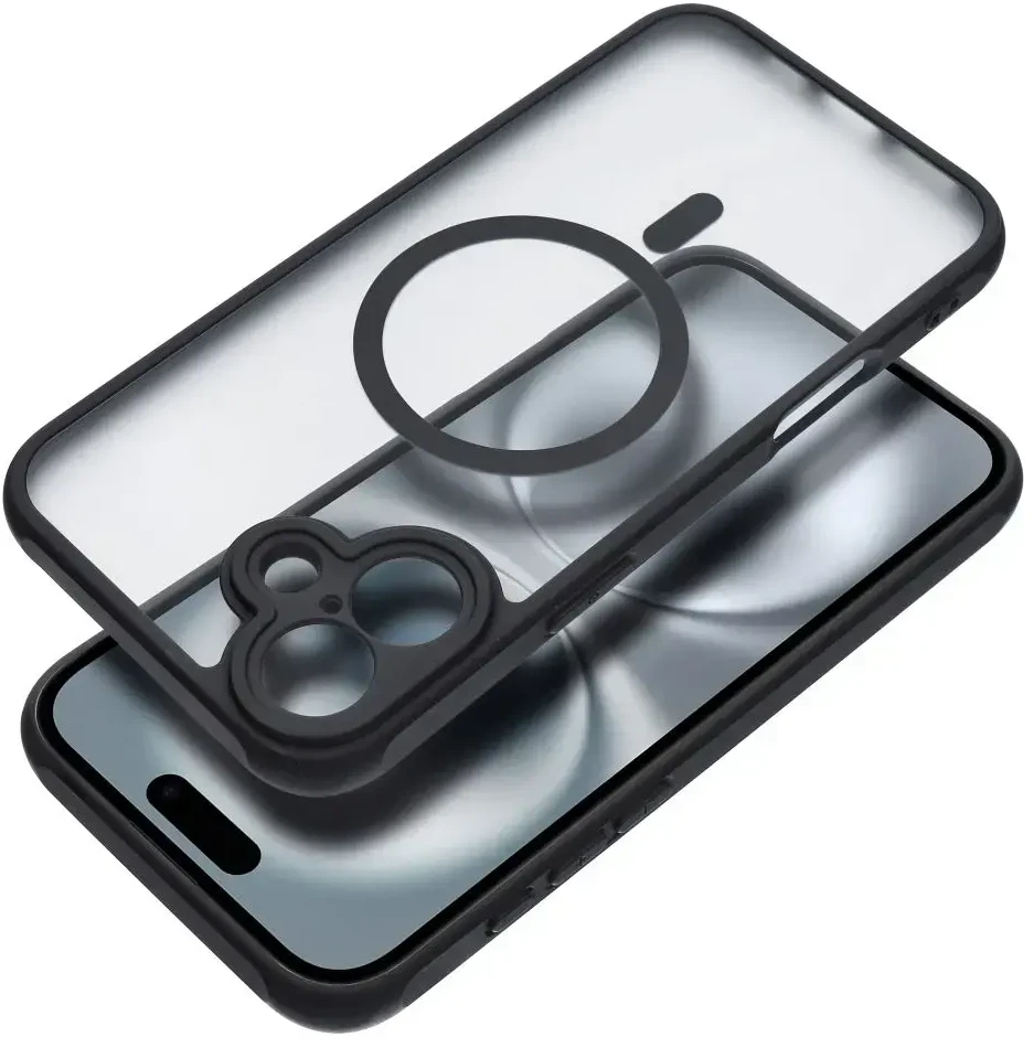 „Oem“ dėklas, skirtas „iPhone 16 PLUS“, visiškai matinis „Mag“ dėklas, suderinamas su „MagSafe“ juodas
