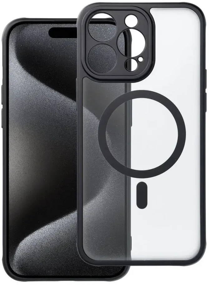„Oem“ dėklas, skirtas „iPhone 15 PRO MAX“, visiškai matinis „Mag“ dėklas, suderinamas su „MagSafe“ juodas