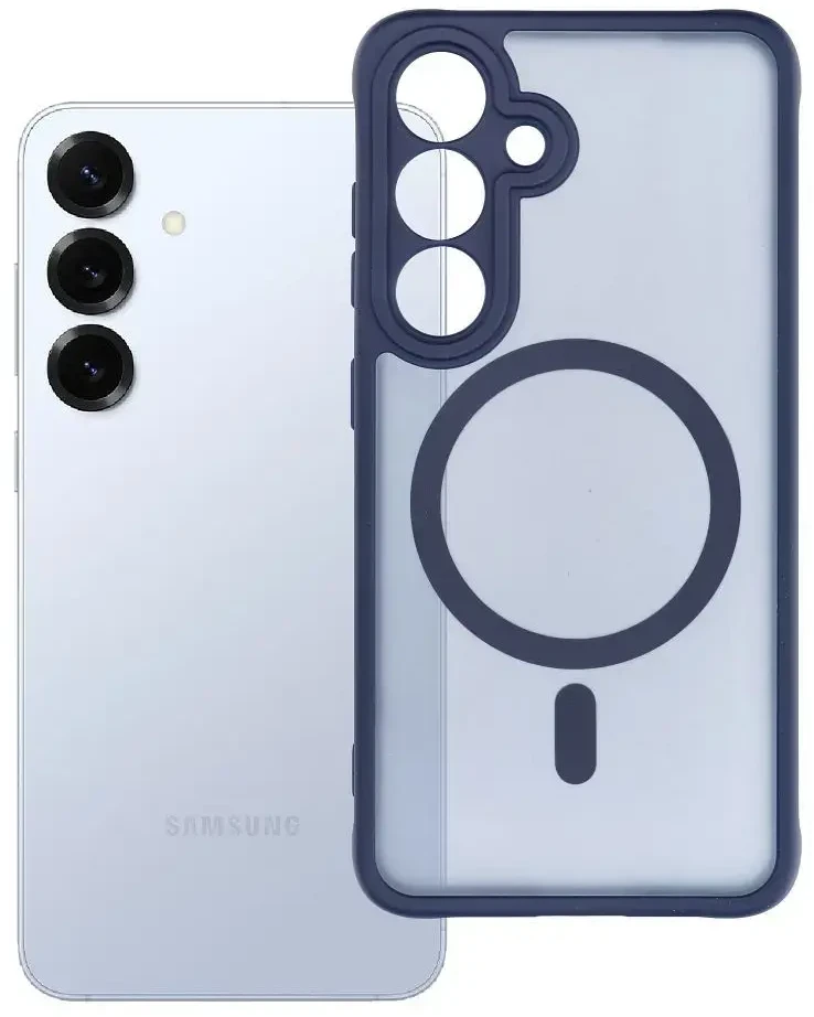 Oem FULL MATTE MAG COVER dėklas suderinamas su MagSafe skirtas Samsung Galaxy S25 mėlynos spalvos