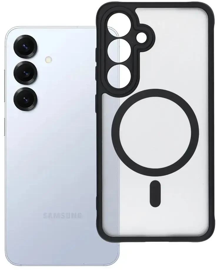 Oem FULL MATTE MAG COVER dėklas suderinamas su MagSafe skirtas Samsung Galaxy S25 juodos spalvos