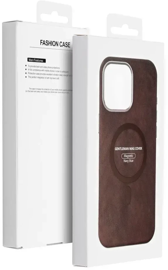 Oem GENTLEMAN MAG COVER dėklas suderinamas su MagSafe skirtas Apple iPhone 16 Pro rudos spalvos