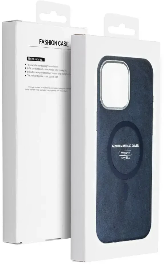 OEM dėklas, skirtas iPhone 17 Pro Max / 18 Pro Max (žemas kameros kraštas), „Gentleman Mag“ dėklas, suderinamas su „MagSafe“, tamsiai mėlynas