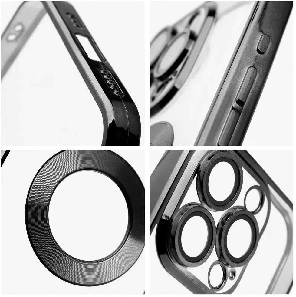 OEM dėklas, skirtas iPhone 17 Pro Max / 18 Pro Max (žemas kameros kraštas) Glam juodas