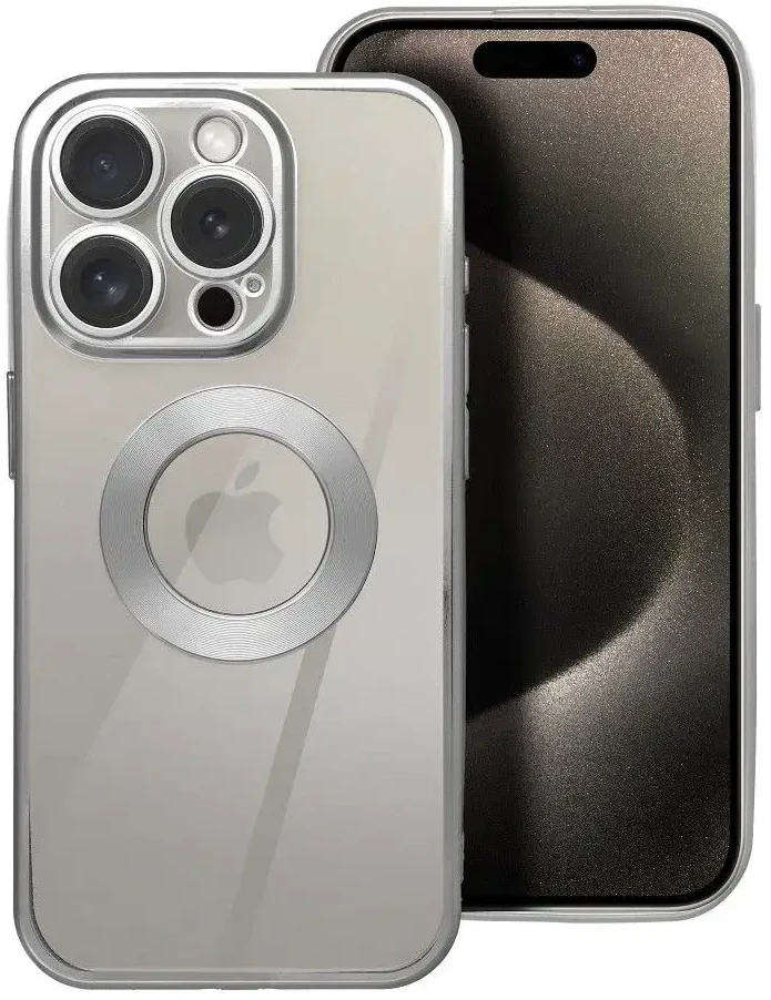 Dėklas Oem Case for iPhone 17 Pro / 18 Pro (low camera edge) Glam sidabrinis