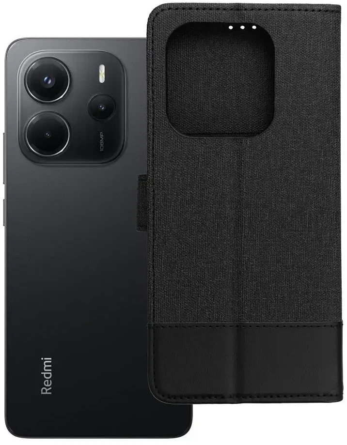 Dėklas Oem GOMMA Book skirtas Xiaomi Redmi Note 14 4G (GLOBAL - 164,84mm x 78,15mm x 8,16mm) juodos spalvos
