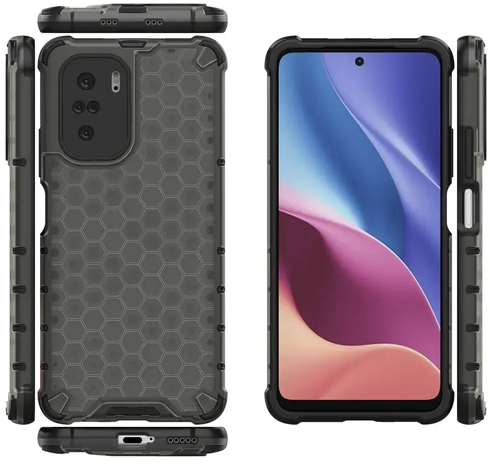 Hurtel Honeycomb dėklas skirtas Xiaomi Redmi K40 Pro+ / K40 Pro / K40 / Poco F3, skaidrus