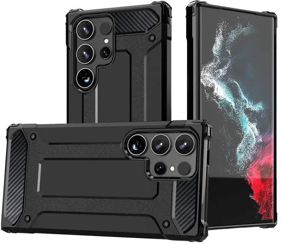 Hurtel Hybrid Armor Dėklas skirtas Xiaomi Redmi 14C – juodos spalvos