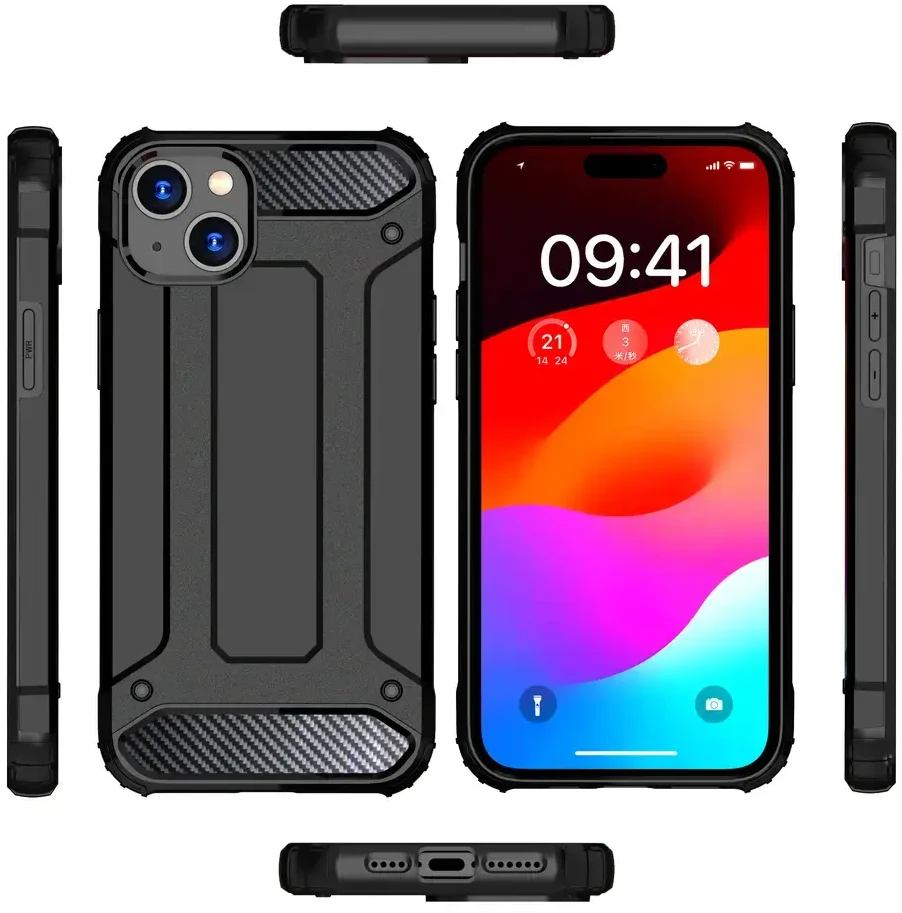 Hurtel iPhone 15 Plus Hybrid Armor – dėklas telefonui, juodos spalvos