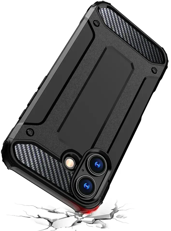Hurtel Dėklas Hybrid Armor skirtas Apple iPhone 17 šarvuotas – juodos spalvos