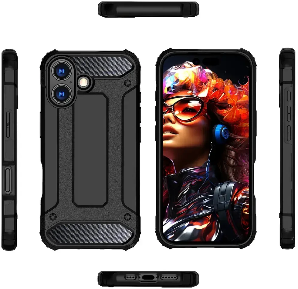 Hurtel Dėklas Hybrid Armor skirtas Apple iPhone 17 šarvuotas – juodos spalvos