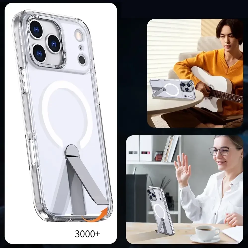 Hurtel Hybrid Armor X dėklas skirtas Samsung Galaxy S26 Plus with Stand, suderinamas su MagSafe – skaidrus