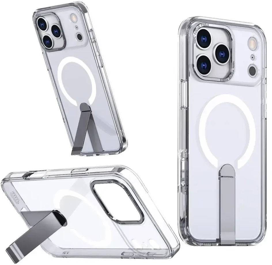 Hurtel Hybrid Armor X dėklas skirtas Samsung Galaxy S26 Plus with Stand, suderinamas su MagSafe – skaidrus