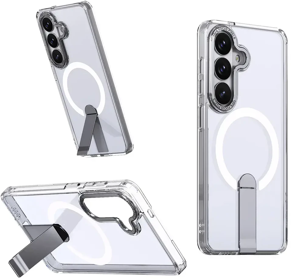 Hurtel Hybrid Armor X dėklas skirtas Samsung Galaxy A57 with Stand, suderinamas su MagSafe – skaidrus