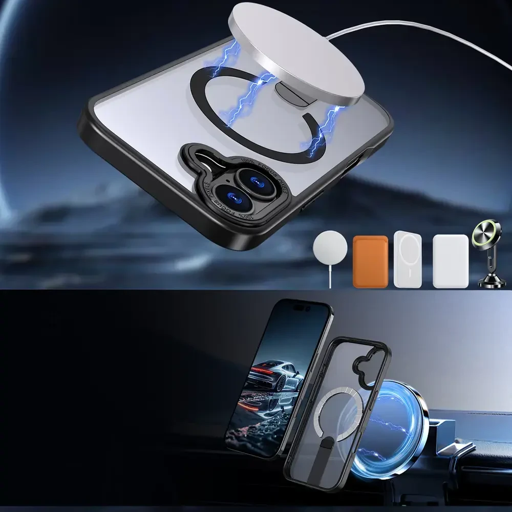 Hurtel Hybrid Armor X dėklas skirtas Apple iPhone 17 with MagSafe-compatible stand – juodos spalvos