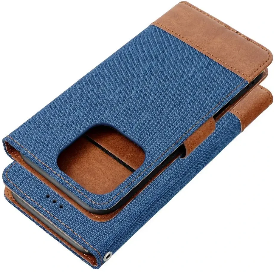 OEM atverčiamas dėklas iPhone 16e (SE 4 2025) Jeans Book mėlynas